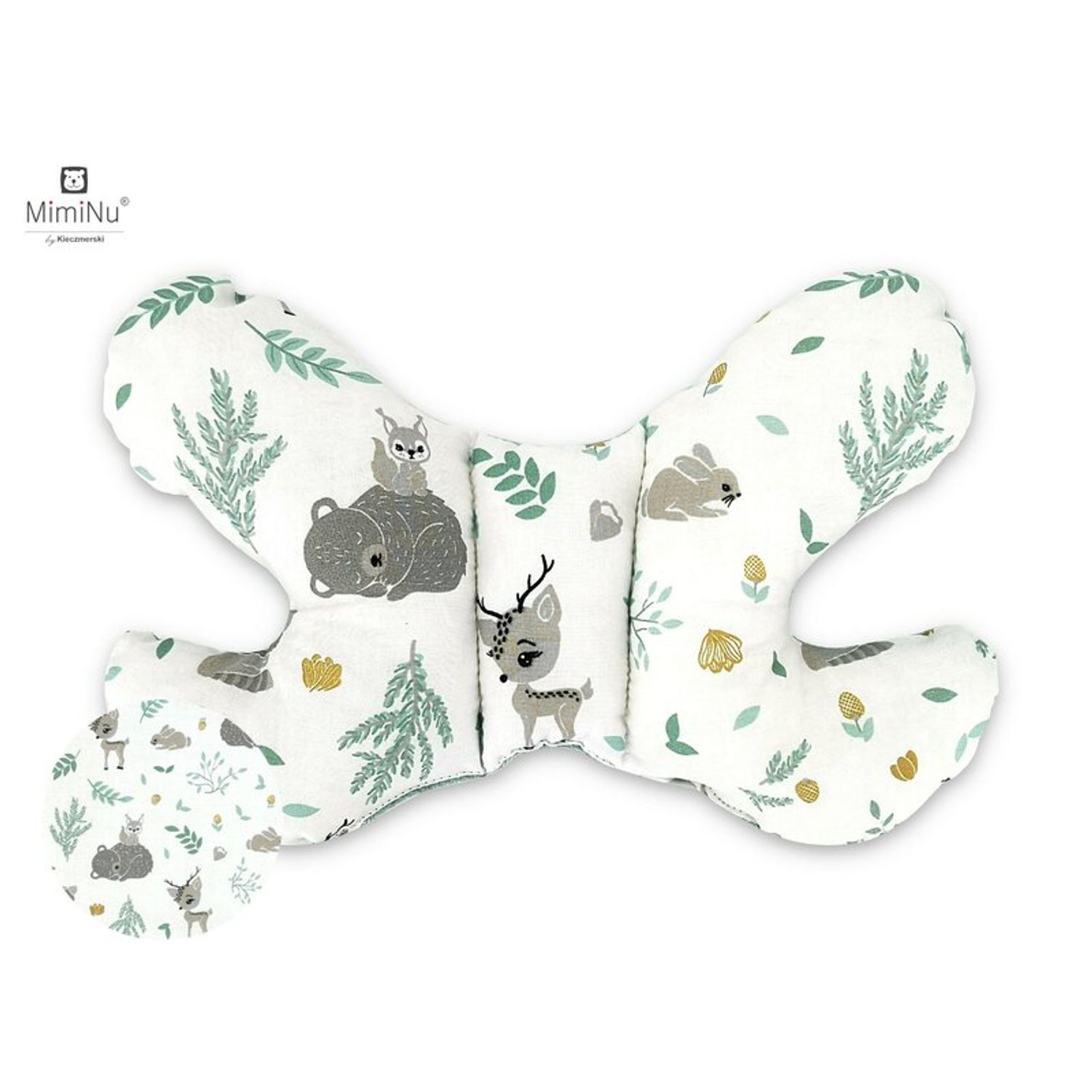 MimiNu - Perna bebelusi Butterfly, Forest friends Grey/Mint fotografia produsului