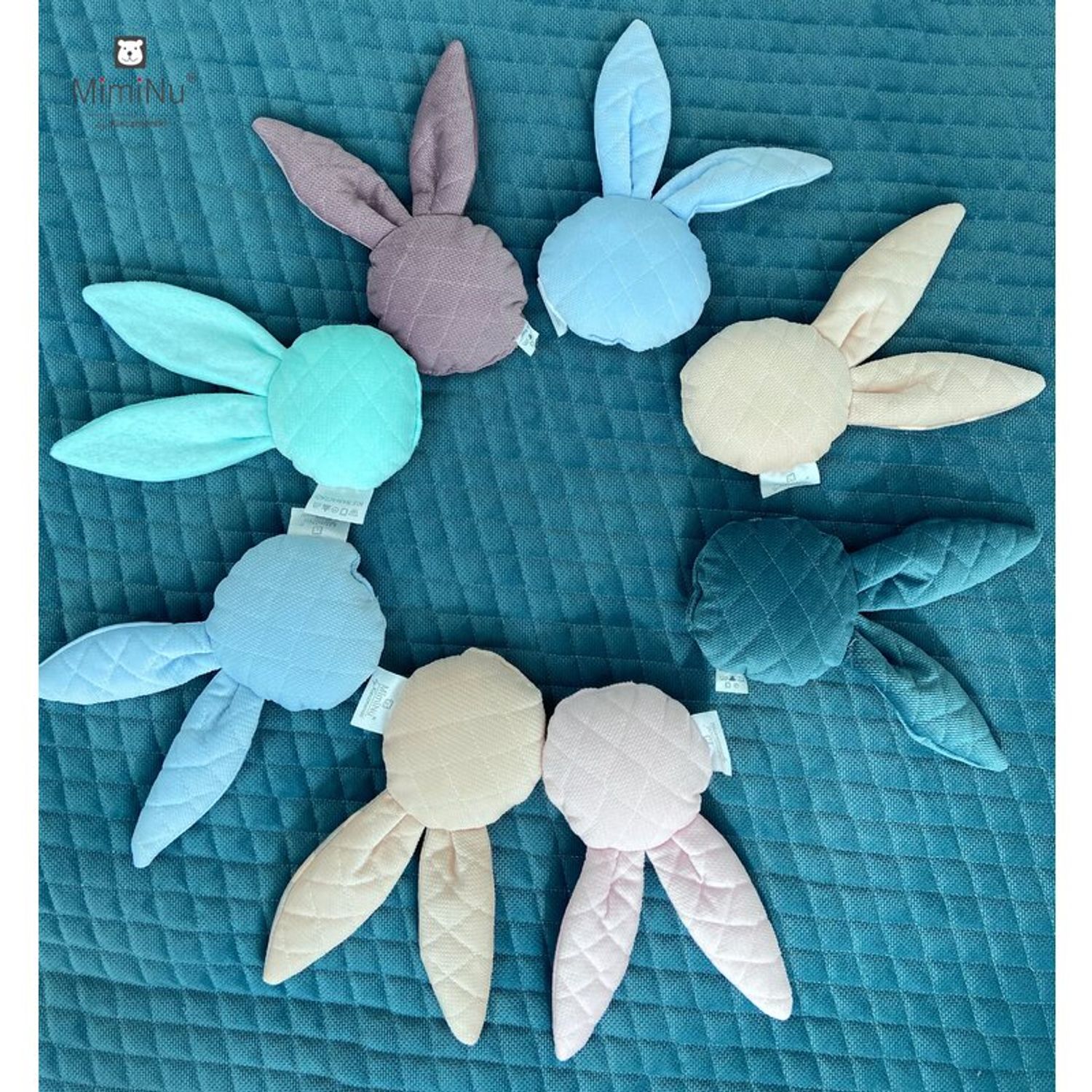 MimiNu - Jucarie din catifea matlasata, Mini Bunny, Blue fotografia produsului