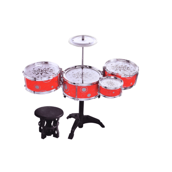 Set de tobe, jazz, suport pentru tobe, usor de folosit, accesorii incluse, destinate pentru copiii, design atractiv, rosu/gri