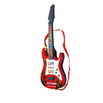 Chitara electrica, destinata pentru copii, dimensiune 52 cm, lumini atractive, accesorii incluse, rosu