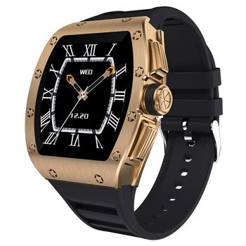 Ceas smartwatch smart wear p22, afisaj ips, tensiune arteriala, oxigen din sange, ip68 impermeabil, negru / auriu