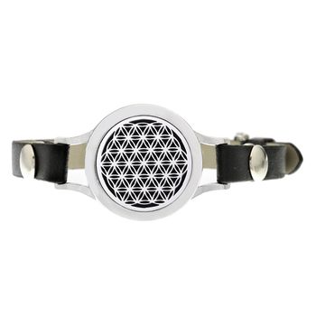 Bratara cu aromaterapie neo wj605, disco flower, eco-friendly, aliaj de zinc si piele ecologica