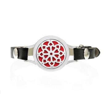 Bratara cu aromoterapie neo wj018, small hearts flower, eco-friendly, aliaj de zinc si piele ecologica