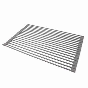 Suport uscare vase pentru chiuveta, silicon-aluminiu, antialunecare, pliabil, argintiu, 43 x 33 cm