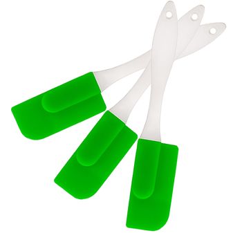 Set 3 spatule, quasar & co., termorezistente, ustensile de gatit, maner plastic, silicon, 19 cm, verde