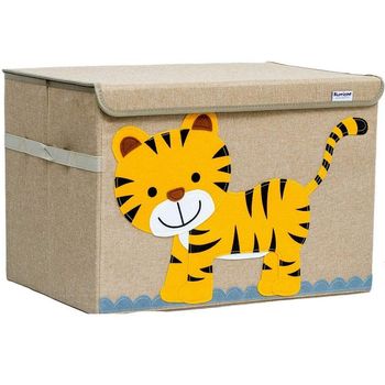 Cutie depozitare jucarii, quasar & co., model leu, pliabila, intarita, iuta, maro-galben