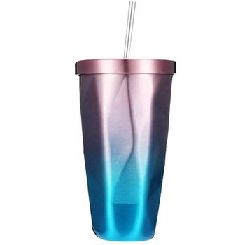 Cana termos cu pai, quasar & co., perete dublu, pentru bauturi calde/reci, otel inoxidabil, 470 ml, roz-turcoaz