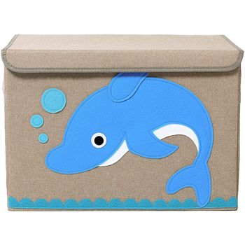 Cutie depozitare jucarii, Quasar & Co., model Delfin, pliabila, intarita, iuta, maro-bleu elefant.ro imagine 2022