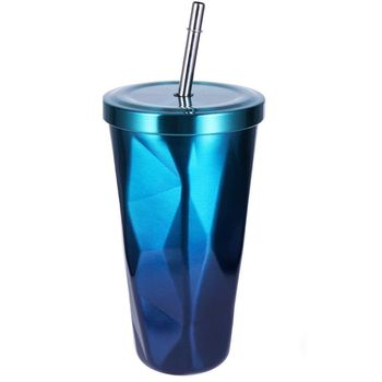 Cana termos cu pai, quasar & co., perete dublu, pentru bauturi calde/reci, otel inoxidabil, 470 ml, turcoaz-albastru