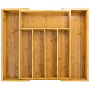 Suport organizare tacamuri quasar & co., extensibil, 5-7 compartimente bambus, 31-48 x 37 x 5.3 cm, natur
