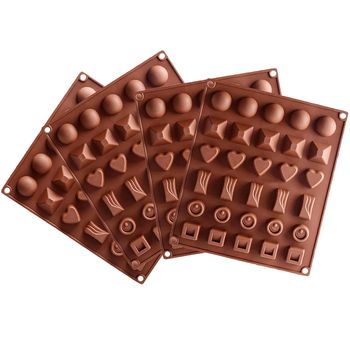 Set 4 Forme Silicon pentru ciocolata, Quasar & Co., 120 matrite bomboane sau cuburi gheata, 27 x 23 cm, maro elefant.ro imagine 2022 caserolepolistiren.ro