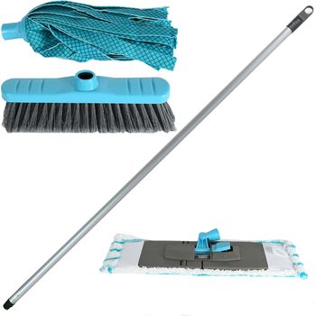 Set curatenie quasar & co., matura, 2 x mop, coada, albastru