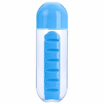 Sticla 600 ml cu organizator pentru medicamente, quasar & co., tritan, albastru