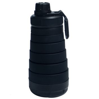 Sticla pliabila, quasar & co., cu inel de prindere, compartiment medicamente, silicon, 19,5-26 cm, 750 ml, negru