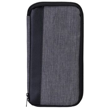 Port documente, relaxdays, organizator acte, 25,5x14,5x2 cm, textil/imitatie piele, gri/negru