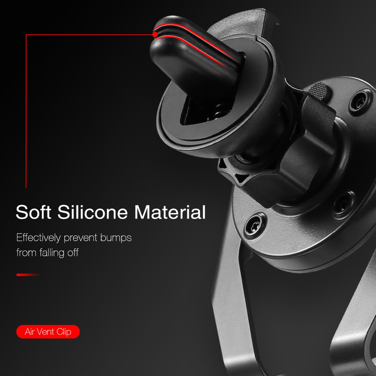 Suport telefon auto cu sistem de prindere pe ventilatie, 360 de grade, Negru/Rosu fotografia produsului View 7 L