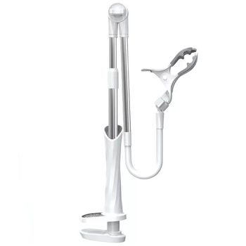 Suport telefon quasar & co., cu prindere de masa, aluminiu/plastic, functii rotire/inclinare, lungime 88 cm, alb