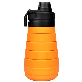 Sticla pliabila, quasar & co., cu inel de prindere, compartiment medicamente, silicon, 19,5-26 cm, 750 ml, portocaliu
