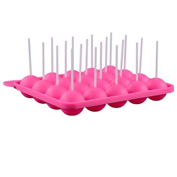 Forma silicon 20 acadele/bomboane pe bat, quasar & co., 20 betisoare, 23 x 18.5 x 4 cm, roz