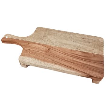 Tocator dreptunghiular cu maner, pentru servire, lemn salcam, 40 x 20 cm, maro elefant.ro imagine noua 2022