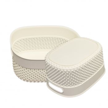 Set 2 cosuri curver, din plastic, crem, 23x17x13 cm