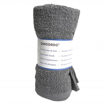 Set 2 prosoape de baie concordo, 100% bumbac, 40x60 cm + 50 x 100 cm, gri inchis