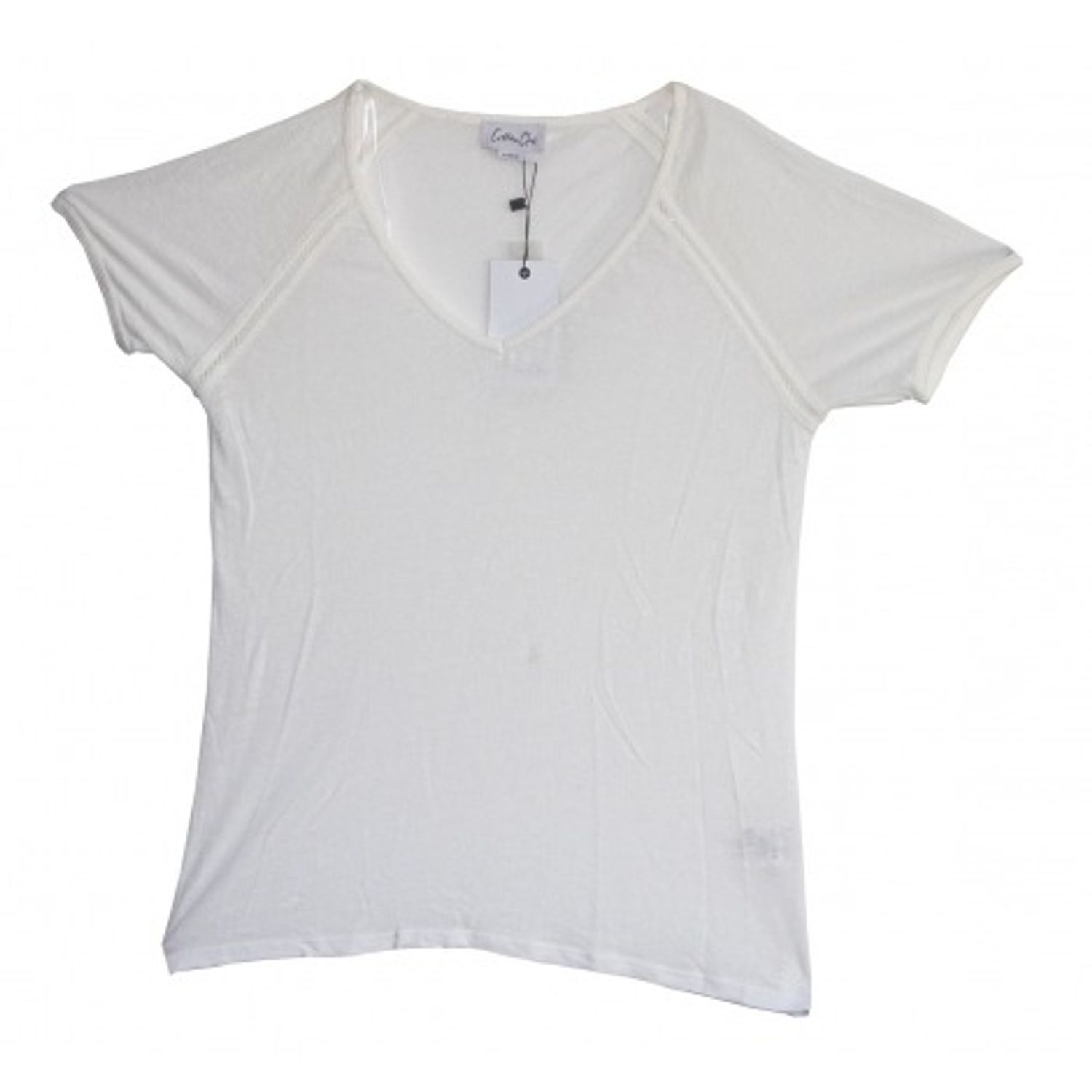 Tricou cu maneca scurta, din in Cotton, Alb, S fotografia produsului