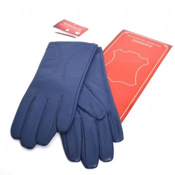 Manusi dama din piele, damskie, culoare bleumarin