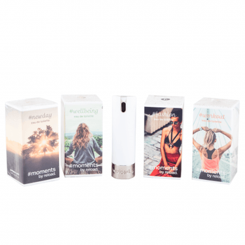 Set 4 mini parfumuri cu dispozitiv mini-spray Moments by Reload, 4×5 ml elefant.ro