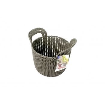 Cos de plastic rotund impletit curver knit, maro