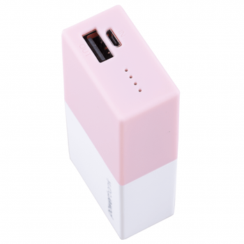 Baterie externa blokker, 4400 mah, 3.7 v, 1 port usb, roz/alb