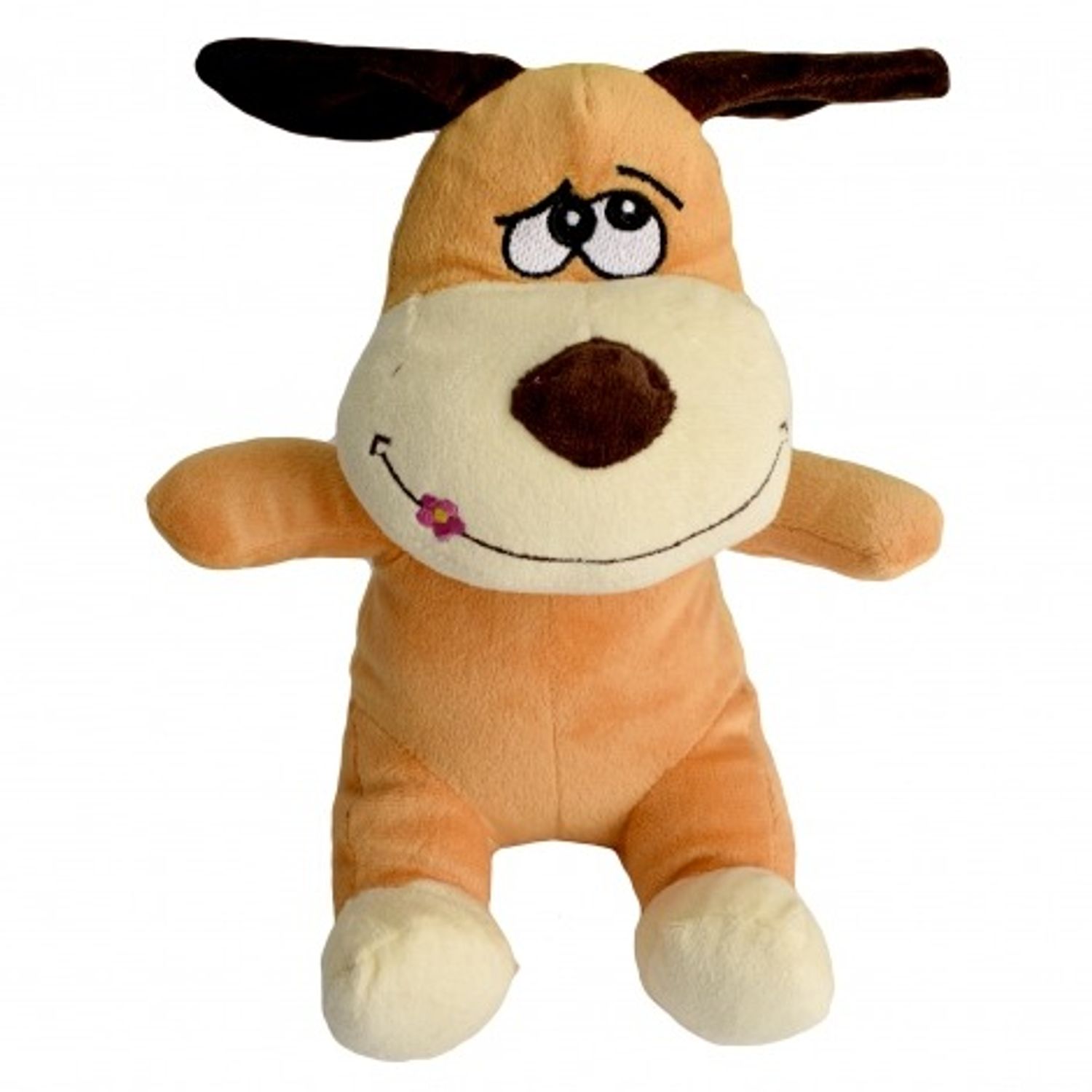 Jucarie de plus catelus La Pelucheria, maro/ roz, 21 cm fotografia produsului