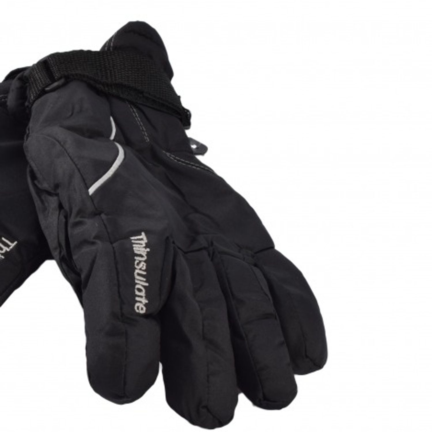 Manusi copii ski cu arici Thinsu late, negre fotografia produsului View 2 L