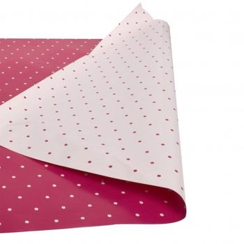 Hartie pentru ambalat cadouri, kooistra, 10m x 70 cm, design cu fata dubla, rosu cu buline albe si alb cu buline rosii