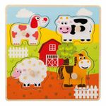 Joueco - Puzzle din lemn 4 piese, Animale de la ferma fotografia produsului View 2 S