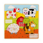 Joueco - Puzzle din lemn 4 piese, Animale de la ferma fotografia produsului