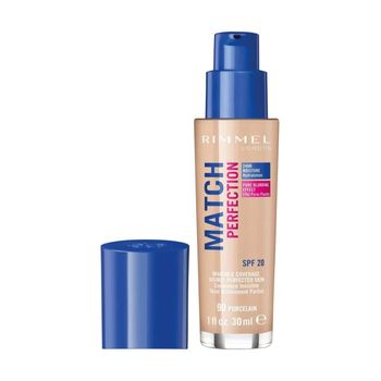 Fond de ten rimmel london match perfection, 90 porcelain, spf 20, 30 ml