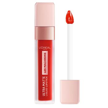 Ruj lichid ultra mat rezistent la transfer l oreal paris les macarons, 832 strawberry sauvage, 7.6 ml