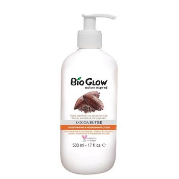 Lotiune hidratanta bio glow cu unt de cacao si nuci macadamia pentru piele uscata, 500 ml