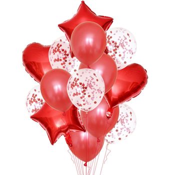 Buchet 10 baloane rosii din latex cu confetti Star Magic Party elefant.ro imagine noua 2022