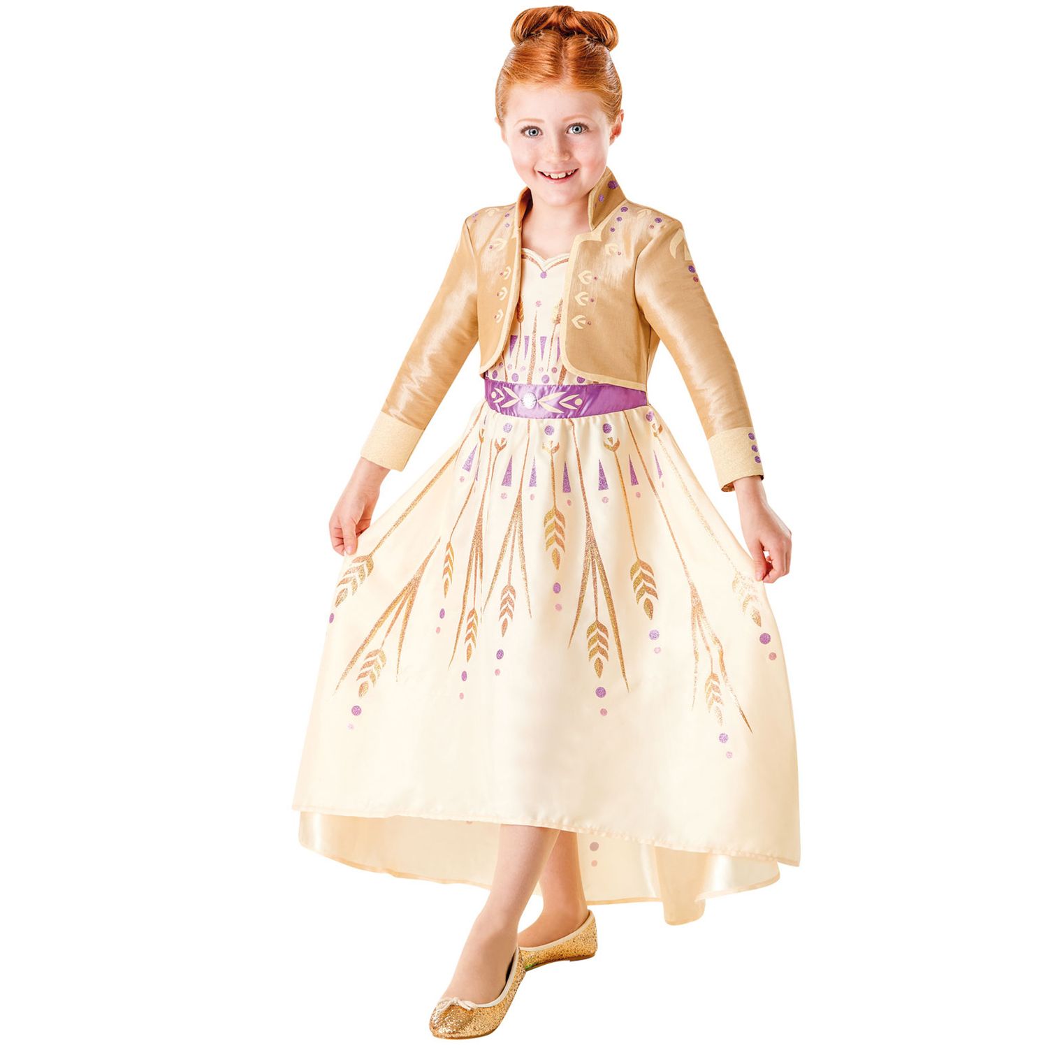 Costum Disney Printesa Anna, pentru fete - Frozen 2 Prolog, Marime 128 cm, Varsta 7-8 ani fotografia produsului
