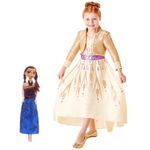 Set costum Disney Printesa Anna,  pentru fete si papusa Anna, Marime 128 cm, Varsta 7-8 ani fotografia produsului