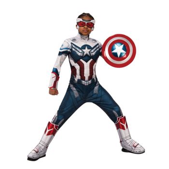 Costum captain america deluxe cu muschi, pentru baieti - the falcon and the winter soldier