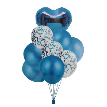 Buchet 9 baloane albastre din latex cu confetti Magic Party elefant.ro imagine noua 2022