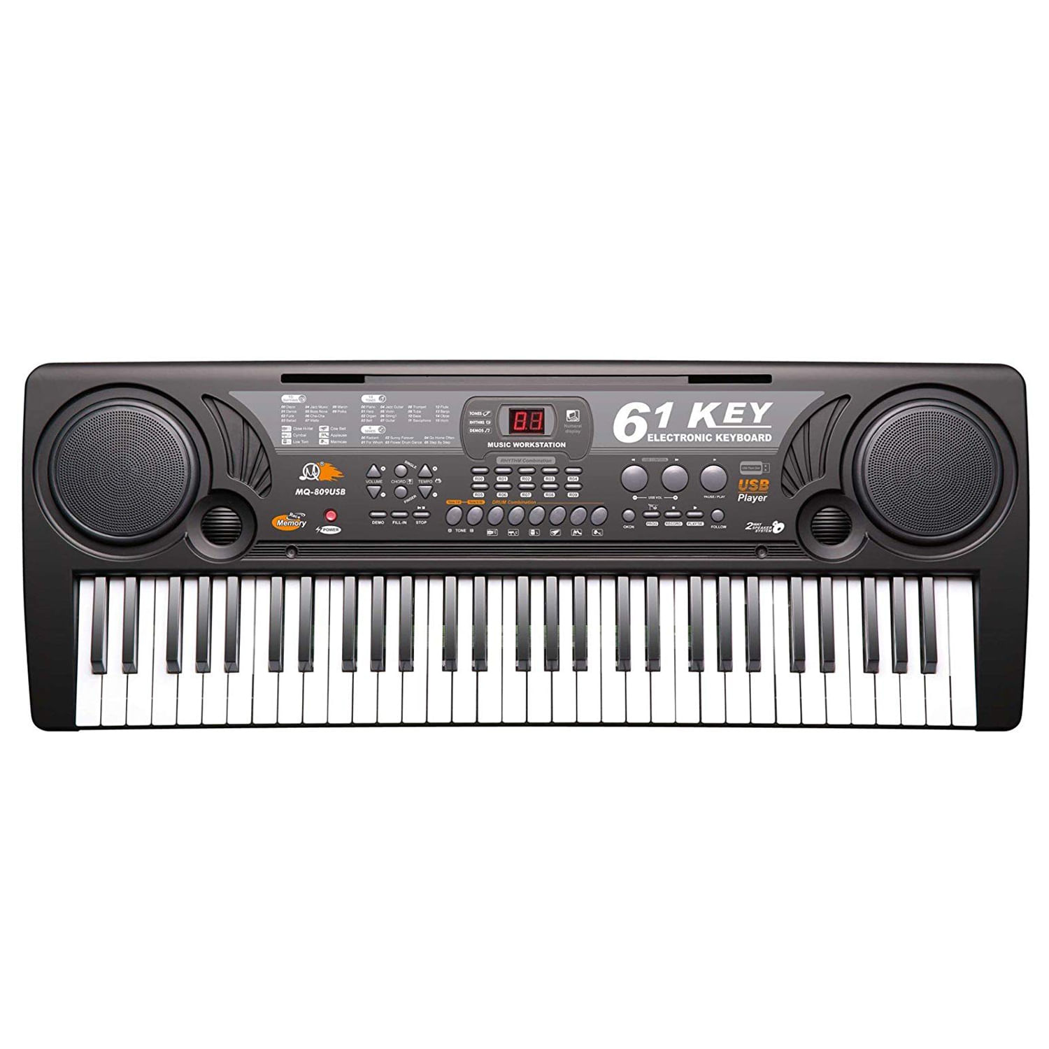Orga electronica, 61 clape, USB, MP3, 2 boxe, negru fotografia produsului