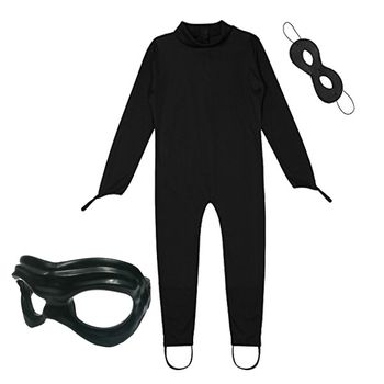 Set costum motan noir si ochelari, pentru baieti