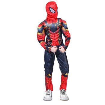 Costum Cu Muschi Iron Spiderman,pentru Baieti, 7-9 Ani