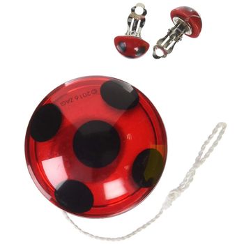 Set buburuza miraculoasa cu yoyo si cercei pentru fata - ladybug