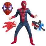 Set costum Spiderman cu muschi si accesorii,  pentru baieti, 7 - 9 ani fotografia produsului