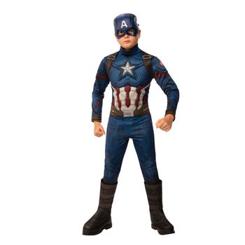 Costum Deluxe Captain America Cu Muschi,  Pentru Baiat, Marime 100-110 Cm, Varsta 3-4 Ani